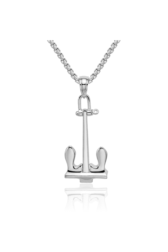 925 Sterling Silver Dangling Navy Anchor Mariner Necklace Nautical Charm Pendant