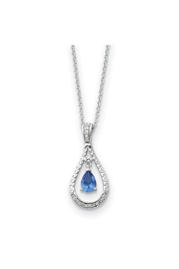 925 Sterling Silver Dec. CZ Stone Never Forget Tear 18in Birthstone Necklace; for Adults and Teens; for Women and Men