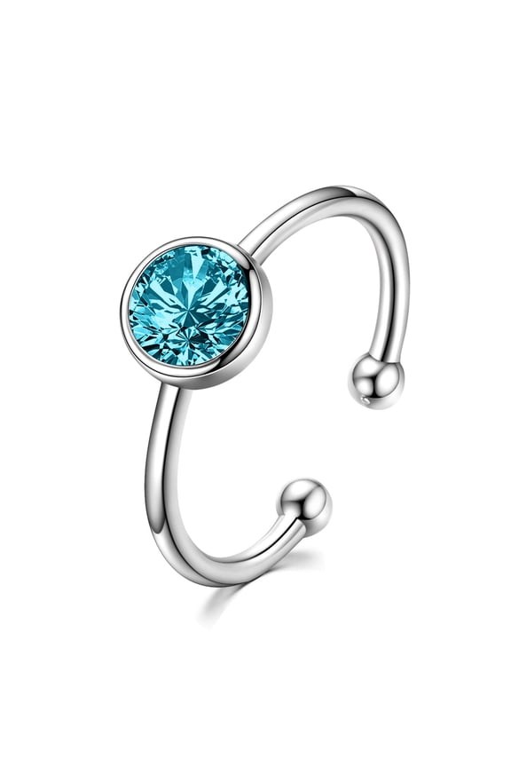 925 Sterling Silver December Birthstone Rings with Austria Crystal Adjustable Stackable Wrap Open Ring Jewelry for Women