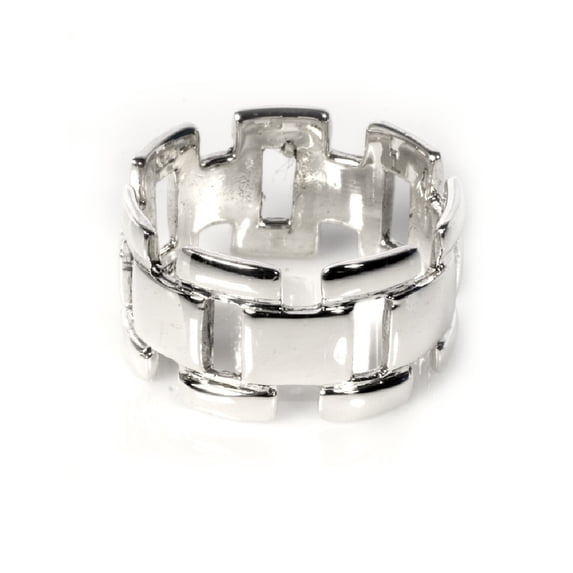 925 Sterling Silver Designer Chain Style Ring Size 10