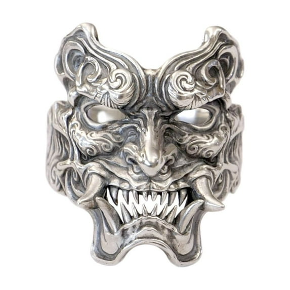 925 Sterling Silver Devil Mask Biker Ring Punk Skull Jewelry TA501 US Size 12.5