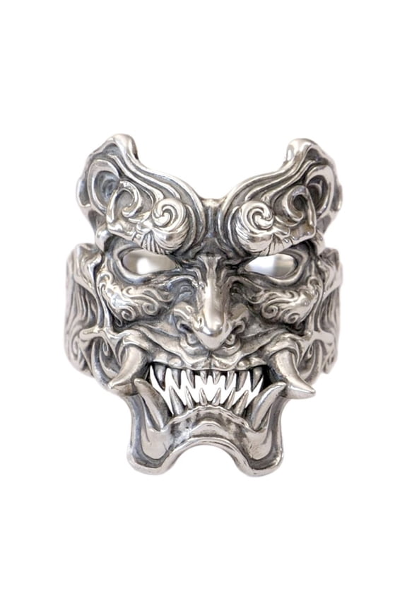 925 Sterling Silver Devil Mask Biker Ring Punk Skull Jewelry TA501 US Size 8.5