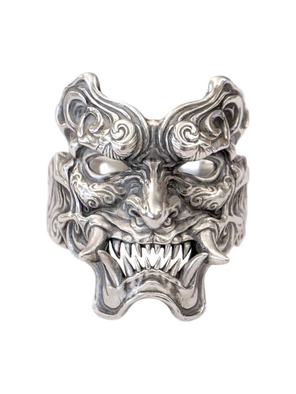 925 Sterling Silver Devil Mask Biker Ring Punk Skull Jewelry TA501 US Size 9.5