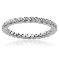 thumbnail image 1 of 925 Sterling Silver Diamond Stacking Wedding Band Ring, 1 of 7