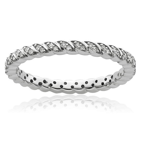 925 Sterling Silver Diamond Stacking Wedding Band Ring