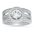 thumbnail image 1 of 925 Sterling Silver Diamond CZ Halo 3pc Stackable Ring Set, 1 of 2