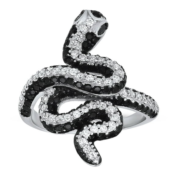 925 Sterling Silver Diamond CZ Snake Ring