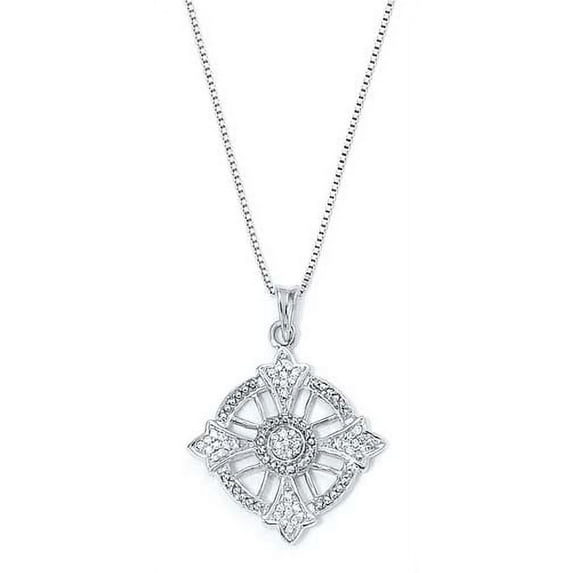 925 Sterling Silver Diamond Compass Necklace - .25 dwt - Chain Necklace for Women