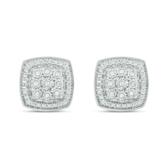 1/20 Ct Diamond Cushion Cluster Stud Earrings for Women, 925 Sterling Silver