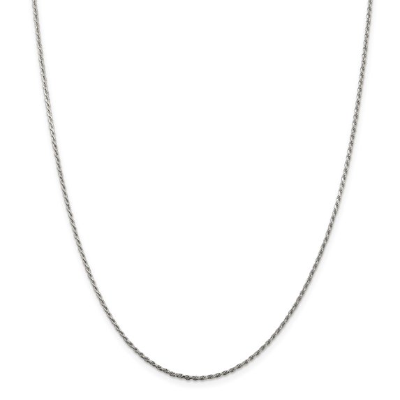 925 Sterling Silver Diamond Cut 1.5mm Solid Rope Chain w/ Spring Ring Clasp - 20"