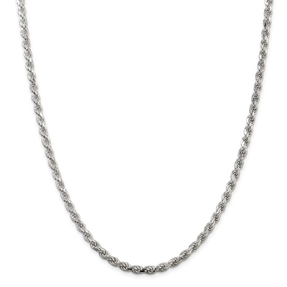 925 Sterling Silver Diamond Cut 4.25mm Solid Rope Chain w/ Lobster Clasp - 22"