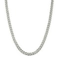 thumbnail image 1 of 925 Sterling Silver Diamond Cut 7mm Solid Pavé Curb Link Chain w/ Lobster Clasp - 24", 1 of 5