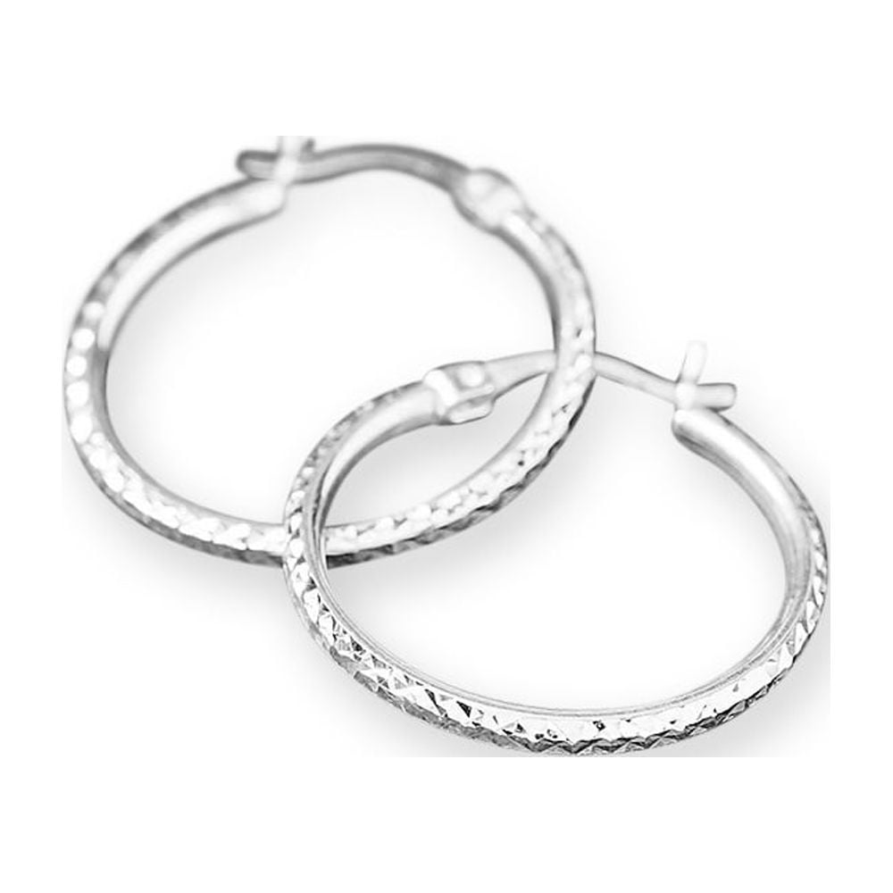 Diamond-cut 20mm Hoop Earrings Sterling Silver Diamond-cut 20mm Hoop Earrings Sterling Silver
