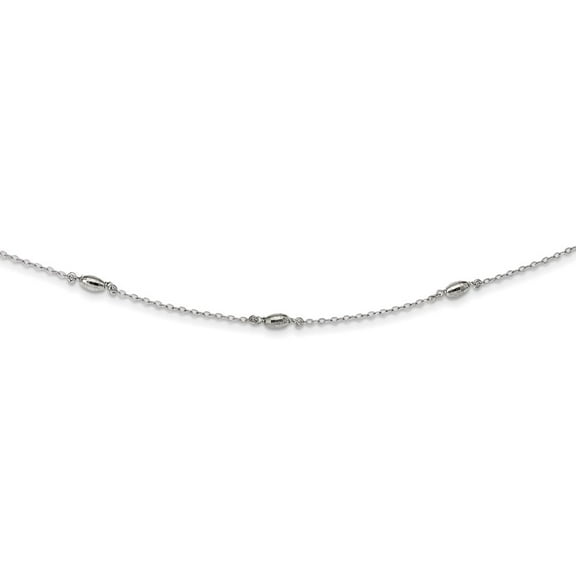 925 Sterling Silver Diamond Cut Oval Shape Beads Choker Necklace Fine Jewelry For Women Gifts For Her, 12" +3" Extender
