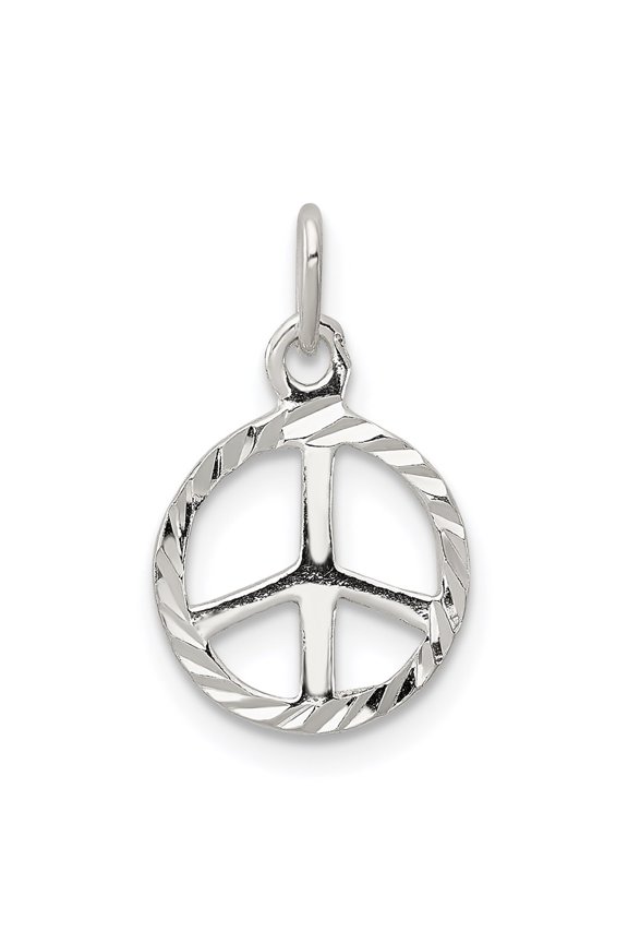 925 Sterling Silver Diamond Cut Peace Sign Symbol Charm Pendant Fine Jewelry For Women Gifts For Her