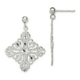 thumbnail image 1 of 925 Sterling Silver Diamond Cut Princess Square Post Dangle Earrings; for Adults and Teens; for Women and Men, 1 of 1