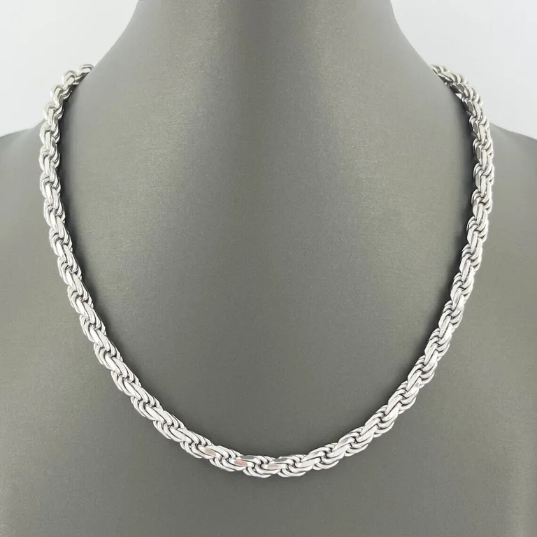 925 Sterling Silver Diamond Cut Rope Chain 5mm Mens Necklace