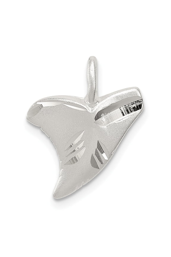 925 Sterling Silver Diamond Cut Shark Tooth Shaped Pendant