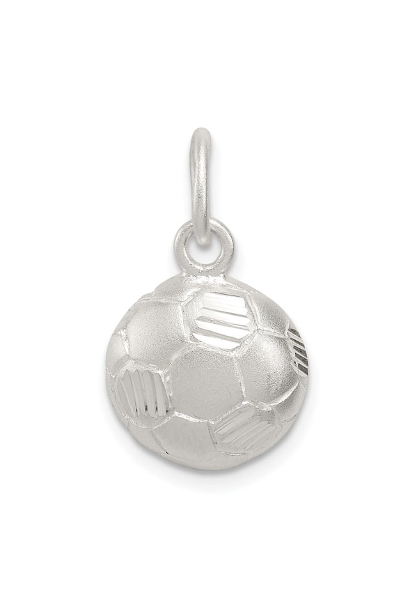 925 Sterling Silver Diamond Cut Soccer Ball Charm Pendant
