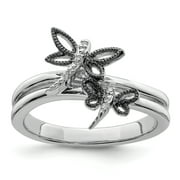 ICE CARATS 925 Sterling Silver Diamond Dragonfly Band Ring Size 7.00 Butterfly Fine Jewelry For Women Gifts For Her