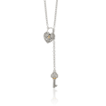 thumbnail image 1 of 925 Sterling Silver Diamond Heart Lock Key Chain Necklace, 1 of 2
