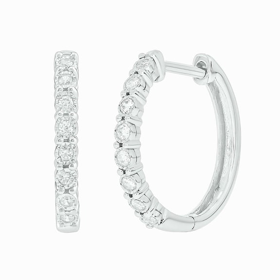 Cali Trove, 925 Sterling Silver Diamond Huggie Hoop Earrings for Women, 1/6 Ct natural white diamonds