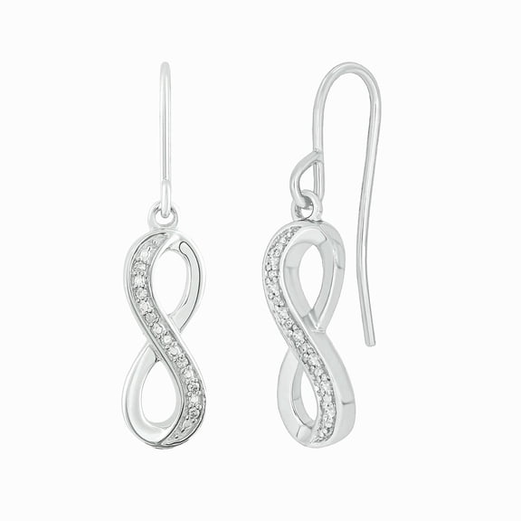 1/20 Ct, 925 Sterling Silver Diamond Infinity Dangle Earring