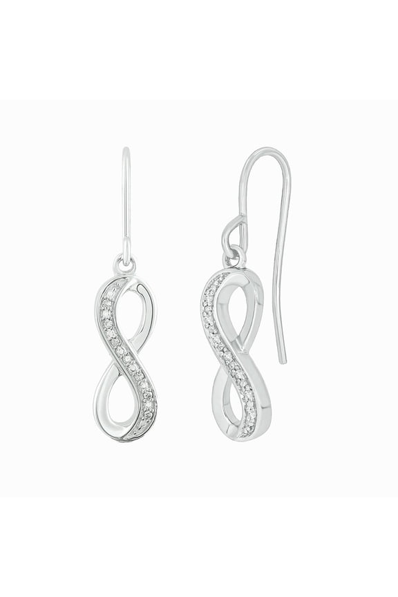 1/20 Ct, 925 Sterling Silver Diamond Infinity Dangle Earring