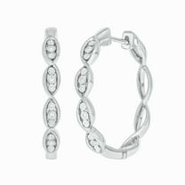 925 Sterling Silver Diamond Infinity Hoop Earrings for Women, 1/20 Ct
