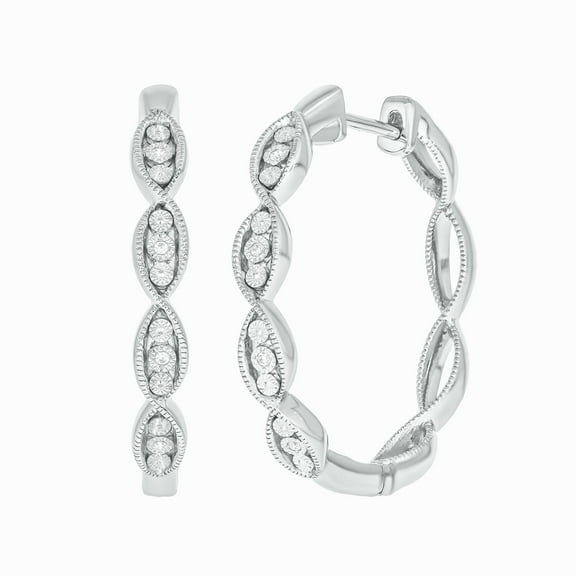 925 Sterling Silver Diamond Infinity Hoop Earrings for Women, 1/20 Ct