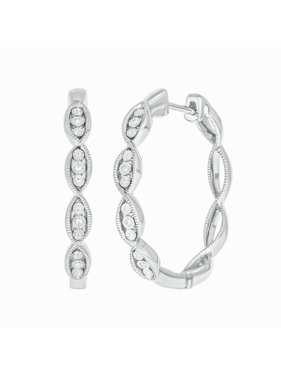 925 Sterling Silver Diamond Infinity Hoop Earrings for Women, 1/20 Ct