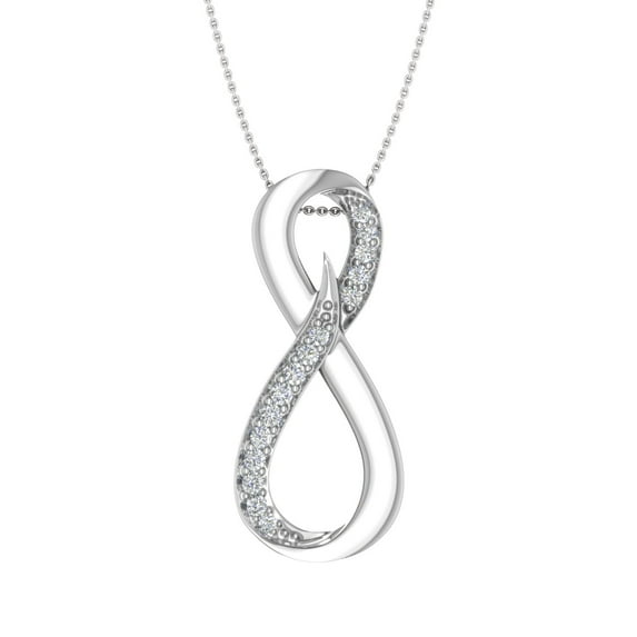925 Sterling Silver Diamond Infinity Pendant Necklace (0.15 Carat)