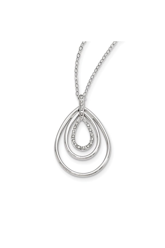 925 Sterling Silver Diamond Mystique 18in Triple Teardrop Necklace; 18 inch; for Adults and Teens; for Women and Men