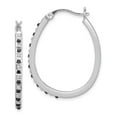 thumbnail image 1 of 925 Sterling Silver Diamond Mystique Black/White Dia Hinged Hoop Earrings; for Adults and Teens; for Women and Men, 1 of 1