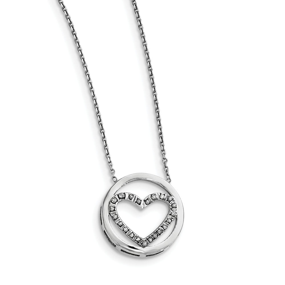 Sterling Silver Diamond Mystique Circle Heart Pendant Necklace Sterling Silver Diamond Mystique Circle Heart Pendant Necklace