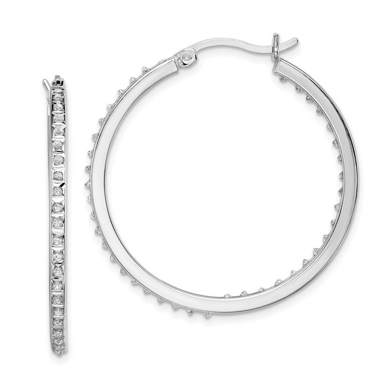 Sterling Silver Diamond Mystique Round Hoop Earrings Sterling Silver Diamond Mystique Round Hoop Earrings