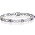 thumbnail image 1 of 925 Sterling Silver Diamond Purple Amethyst Chain Gemstone Tennis Bracelet, 1 of 5