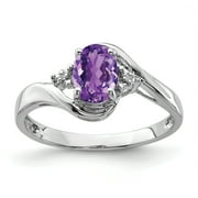 ICE CARATS 925 Sterling Silver Diamond Purple Amethyst Oval Band Ring Size 7.00 Gemstone Fine Jewelry For Women Gifts For Her