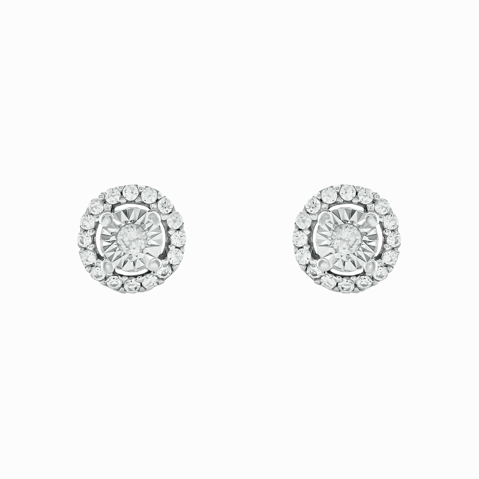 Cali Trove, 925 Sterling Silver Diamond Round Stud Earrings for Women, 1/10 Ct Natural White Diamonds