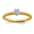 thumbnail image 1 of 925 Sterling Silver Diamond Stackable Expressions Yellow Gold Plated Heart Ring Size: 9; for Adults and Teens; for Women and Men, 1 of 6