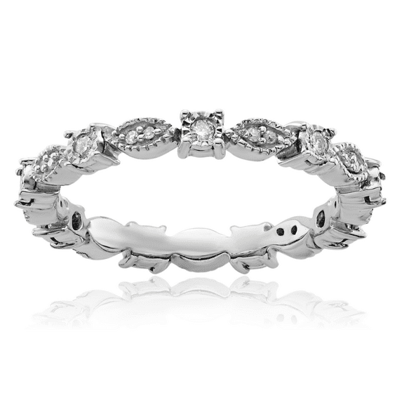 925 Sterling Silver Diamond Stacking Wedding Band Ring