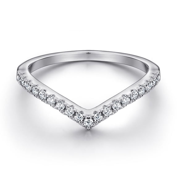 Sterling Silver Diamond Ring Korean Style Wedding Band Half Length Index Finger Ring Individually Packed Rose