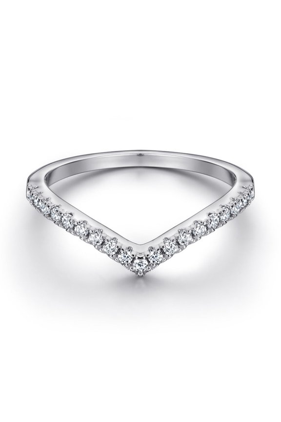 Sterling Silver Diamond Ring Korean Style Wedding Band Half Length Index Finger Ring Individually Packed Rose