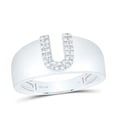 thumbnail image 1 of .925 Sterling Silver Diamond Women's Block Letter U Initial Band Ring 1/12 CT, 1 of 1