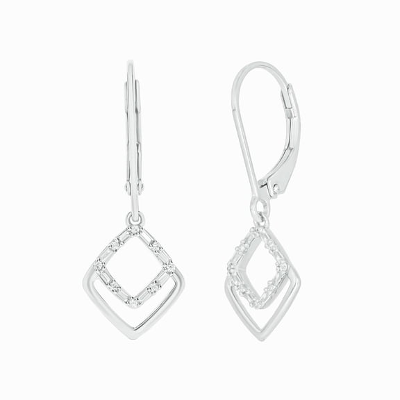 925 Sterling Silver Diamond and Baguette Dangle Drop Earrings for Women, 1/6 Ct