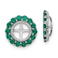 thumbnail image 1 of 925 Sterling Silver Diamond and Created Emerald Earrings Jacket Measures 13x13mm Wide - Earring Jacket for Women, 1 of 2