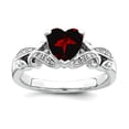 thumbnail image 1 of 925 Sterling Silver Diamond and Garnet Ring Size 9 2mm Wide Ring for Women - .05 dwt 1.27 cwt, 1 of 2