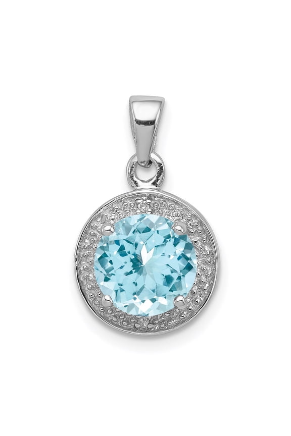 925 Sterling Silver Diamond and Light Swiss Blue Topaz Pendant Fine Jewelry For Women Gifts For Her