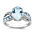 thumbnail image 1 of 925 Sterling Silver Diamond and Light Swiss Blue Topaz Ring Size 6 2mm Wide Ring for Women, 1 of 2