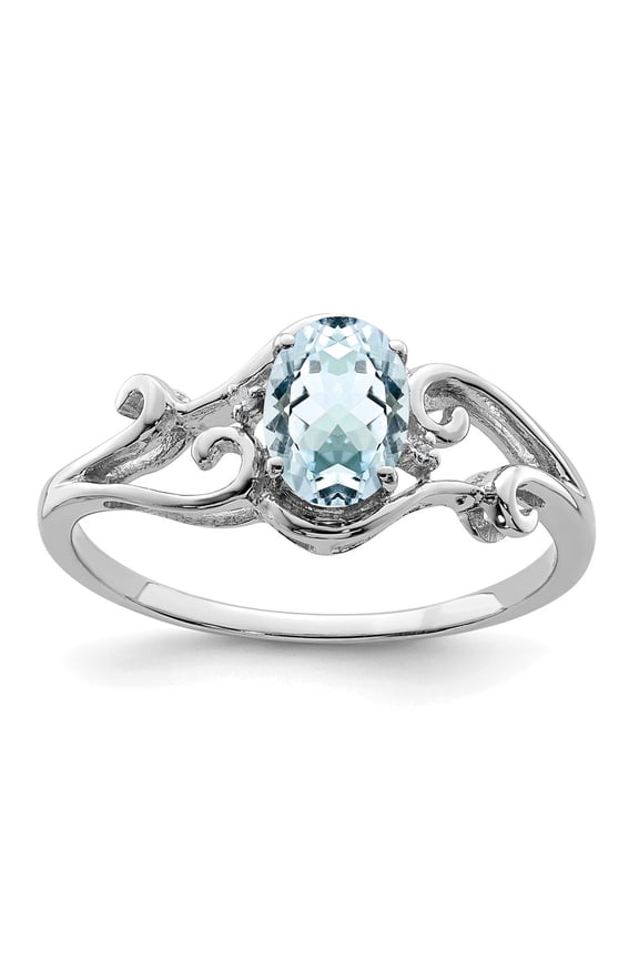 925 Sterling Silver Diamond and Oval Shape Aquamarine Ring Fine Jewelry For Women Gifts For Her, Size 8